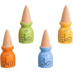 Happyyami 4 Pieces Terracotta Watering Spikes Automatic Plant Watering Self Watering Balls Cute Head Face Planter Watering Equipment System for Holiday Houseplant