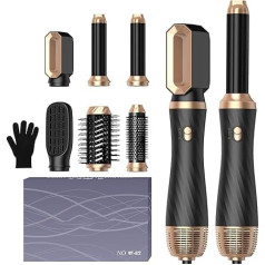 Hair Styler Set Airstyler Hair Styler Set 6 in 1 with Round Brush Hairdryer, Hair Styler Warm Air Brush, Thermal Brush, Curly All In One Air Style, Volume Blow Dryer Brush, For Straightening, Drying,