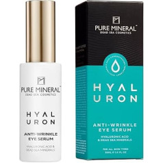 Pure Mineral Hyaluronic Anti-Wrinkle Eye Serum for All Skin Types, Reduces Wrinkles and Dark Circles, Intensive Moisture, No Silicones, Sulphates, Parabens, 30 ml