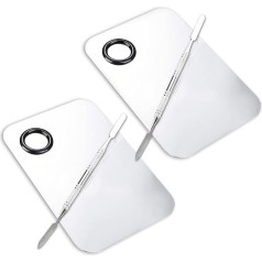 ALIOBC Makeup Mixing Palette Stainless Steel Metal Foundation Palette with Spatula Artist Tool for Mixing Foundation Nail Art 5.9 x 3.9 Inch 2 Pack
