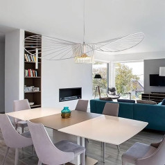 HRGKLMN Vertigo Lamp Living Room E27 Height Adjustable Pendant Light Retro Pendant Light Creative Straw Hat Pendant Lamp Living Room Bedroom 18 W Pendant Lights Vintage (White, 80 cm)
