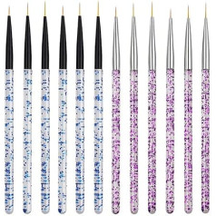 NALCY 12-Piece Nail Art Liner Brush, Professional Detail Brush Set, Acrylic Nail Brushes, Nail Art Brush Set, Detail Nail Design Brush for Dotting Nail Art Brush Set