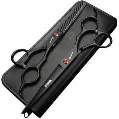 Professional Hairdressing Scissors for Right Handed 7 Inch with Salon Hair Cutting Scissors for Hairdressers (Black, 2 Pack)