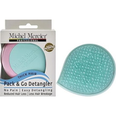 Michel Mercier Pack and Go Detangler - Innovative Mini Scalp Massager for Less Hair Breakage - No Pain Hair Brush - Thick Hair - Turquoise Pink - Pack of 1