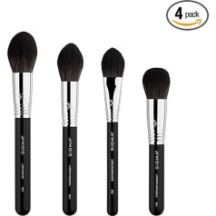 Sigma Beauty Studio Brush Set 4 Piece Face Brush Set - Makeup Brushes for Foundation, Concealer, Bronzer & More - Vegan, Hypoallergenic, Synthetic Makeup Brushes