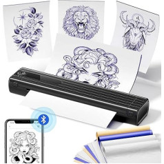ASprink Tattoo Printer, Tattoo Stencil Printer Bluetooth Thermal Printer Tattoo with 10 Transfer Paper, TP83 Tattoo Transfer Printer Machine Compatible with Smartphones, Tablet & PC