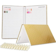 BNG Professional 308 Nail Colour Chart Gold Nail Polish Display Card Leather Book Nail Art Salon Design Display Booklet Nail Practice Card Design Board with 360 False Nails