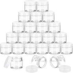 36 Packs Plastic Jars Round Clear Leak-proof Cosmetic Containers with Inner Lining and Black Lids for Lotions Ointments Travel Makeup Storage Plastic, White