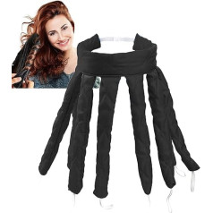 Heatless Curls, Curls Without Heat, Heatless Curls Band DIY Hair Styling Tools for Long Hair, Wave Shaping Overnight, Heatless Curls Band for Overnight Fall (Curved Black)