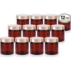 12 x 240ml PET Plastic Fillable Jars BPA Free with Gold Metal Lids