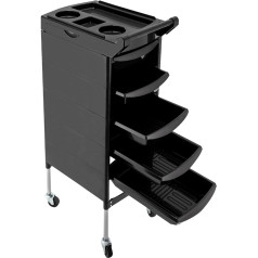 Rectangular Hairdressing Trolley on Roll Operating Trolley Stackboy Salon Aid Hairdresser Work Trolley Hairdressing Cosmetic Multifunctional Beauty Trolley with Six Levels Large (Black)