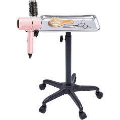 Ecoggeder Hairdressing Trolley, Hairdressing Trolley, Work Trolley, Height Adjustable, Made of Aluminium and Plastic, for Hairdressing Salons, Spas, with 5 Wheels, Silver