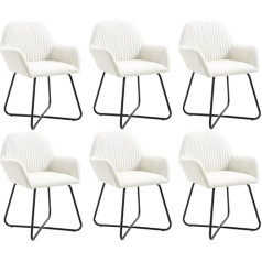 Vidaxl Dining Room Chairs with Armrests Set of 6 Dining Chairs Kitchen Chair Steel Legs Chair Upholstered Chair Dining Room Kitchen Modern Cream Fabric