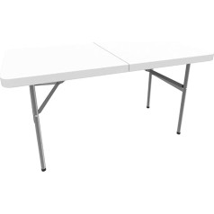 Todeco - Folding Portable Table , Heavy Duty Plastic Table - Material: HDPE - Maximum load: 220 lbs - 48 x 24 inch, White, Foldable in half