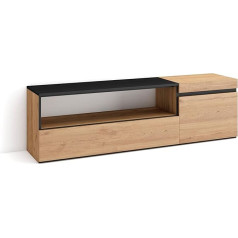 Skraut Home TV Cabinet, Lowboard, for Living Room and Dining Room, 150 x 45 x 35 cm, for TVs up to 65 Inches, TV Table, Modern Style, Oak Black