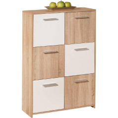 Dmora Sideboard with Six Doors White and Oak Dimensions 77 x 115 x 30 cm