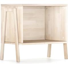 Hansales - Open Bedside Table Made of Solid Birch Wood 52 x 56 x 35 cm - Scandinavian Style Bedside Table, Small Side Table Couch Coated with Clear Natural Oil, Bedside Table, Shelf