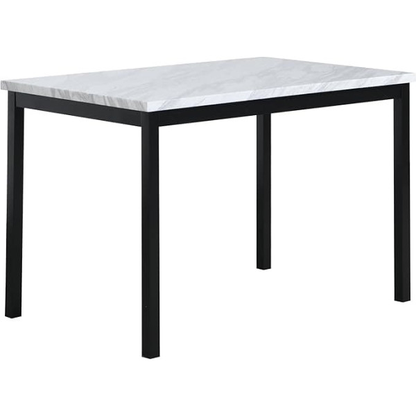 Roundhill Furniture Noyes 72 x 114 x 76 cm Cream Metal Dining Table with Laminated Faux Marble Top