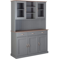 Inter Link FSC country house style buffet display cabinet solid wood grey sepia brown dining room kitchen