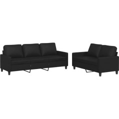 Vidaxl Sofa Set 2-Piece Armchair Couch with Cushion, Sofa Living Room Sofa with Armrests, Couch Set, Designer Sofa, Seating Furniture, Upholstered Furniture, Black Faux Leather