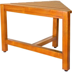 Vaefae Teak Shower Corner Bench Wooden Footrest Shower Bench for Shaving Corner Shower Stool for Indoor Shower Bathroom