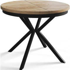 Alpimeble Round Table 90 cm / 170 cm Mountain | Folding Table | Kitchen Table | Dining Table | Dining Table | Living Room Table | Room Table | Modern Table | Black Metal Legs | Extendable | Craft