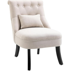 Homcom Living Room Recliner Chair Lounge Chair with Back Cushion, Wooden Legs, Reading Chair with Linen Look, Upholstered Chair for Bedroom, Cream White