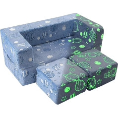 Memorecool Kids Sofa Bed Toddler Couch Glow in the Dark Kids Couch Lounger Fold Out Baby Couch Nursery Furniture Modular Mini Couch for Playroom Blue Astronaut