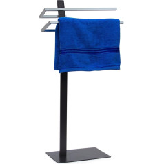 Relaxdays Hand Holder Stainless Steel GRAO 85 x 40 x 20 Free-Standing Anthracite & Chrome 2 Rail Hanger Modern and Elegant Towel Rack, Black, 20 x 40 x 85 cm