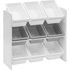 Rebecca Mobili RE6847 Toy Shelving Unit with 9 Removable Boxes MDF Plastic for Montessori Children's Room Dimensions H x W x D: 60 x 65 x 26.5 cm White