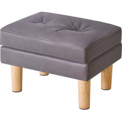 Ymyny HBD041BG Footstool, Ottoman Made of Faux Leather, Soft Stool Surface, Removable, Velcro Design, Modern and Stool for Bedroom, Living Room, 41.5 x 31.5 x 32 cm, Black / Grey