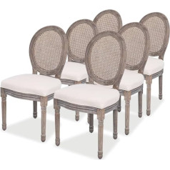 Vidaxl Chaises de salle à manger 6 pièces Lin et Rotin