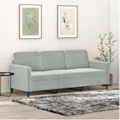 Klyeon 3 Seater Sofa Light Grey 180 cm Velvet, Luxurious 3-Seater Velvet Couch: Cosy Retreat for Relaxation and Entertainment Living Room, Sofas