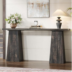 Tribesigns Console Table, 160 x 35 x 80.5 cm, Side Table, Hallway Table, Sofa Table for Small Space, Retro Hallway Accent Tables with Double Column Base for Entrance, Hallway, Living Room, Black