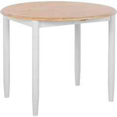 Beliani Omaha Wooden Dining Table Light Brown/Light Grey Round Extension Piece