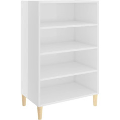Vidaxl Sideboard 4 Shelves Bookcase Side Cabinet Chest of Drawers Sideboard Multi-Purpose Cabinet High Gloss White 57 x 35 x 90 cm Wood Material