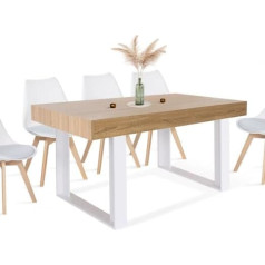 Idmarket - Phoenix Rectangular Dining Table for 6 Seater Wood and White 160cm
