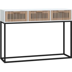 Vidaxl Console Table, Table for Living Room, Hallway, Hallway Table with 3 Drawers, Side Table with Storage Space, Sofa Table, Metal Feet, White Wood Material, Iron