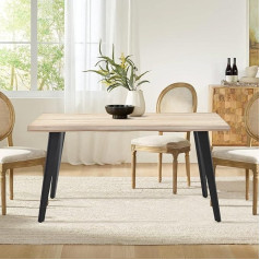 Lemroe Heavy Duty Wooden Dining Table for 4-6 People Industrial Kitchen Table with MDF Top and Metal Frame for Dining Room Home Office Oak 78×140×75cm