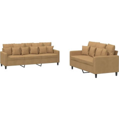 Vidaxl 2-Piece Sofa Set, Armchair Couch with Cushion, Sofa Living Room Sofa with Armrests, Couch Set, Designer Sofa, Seating Furniture, Upholstered Furniture, Brown Velvet