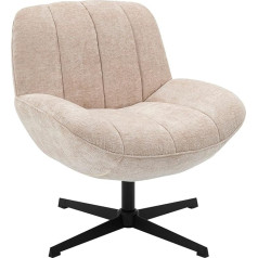 Idimex Levi Upholstered Chair Made of Velvety Chenille Wool in Beige, Living Room Chair with Metal Frame in Black, Visitor Chair in Modern Style