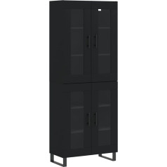 Willood Buffet Cabinet, Tall Cabinet, Storage Cabinet, Buffet Cabinet with Drawers, Black, 2 Glass Doors