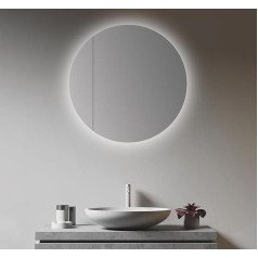 Talos Picasso Style Mirror Cabinet Gold / White Diameter 60 cm with High-Quality Aluminium Body Modern Bathroom Furniture with Integrated LED Lighting Bathroom Mirror with Practical Storage Space