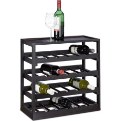 Relaxdays Rack Made of Wood, Size: 52 x 52 x 25 cm Robust Holder for Wine Freestanding Shelf in Elegant Stand with 4 Shelves for 20 Bottles, Black, 25 x 52 x 52 cm