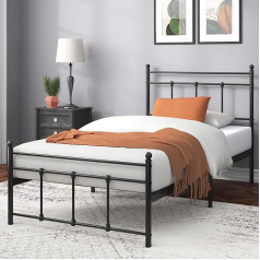 ‎Zinus Zinus Nicholas Metal Bed with Headboard and Footboard 80 x 190 cm 31 cm High Steel Mattress Platform for Adults Children Teens Easy Assembly