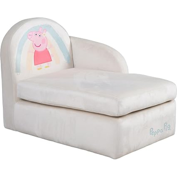 Roba Peppa Pig Velour Canapé - Méridienne pour Enfant dès 18 Mois - Assise Comfortable with Accotoir et Dossier - Facile à Nettoyer - Chauffeuse Beige / Motif Truie