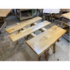 Generisch Solid Oak Top Made of German Oak Handmade Table Top Shelf Board Water-Resistant Treated for Dining Table Coffee Table (Wane Edge, 45 cm x 35 cm x 4 cm, Brushed)
