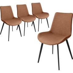 Jiexi Scandinavian Dining Chairs Set of 4 Matte PU Saddle Leather Upholstered Chairs for Kitchen Dining Room Bedroom Living Room - An Elegant and Timeless Choice for Your Life (Brown)