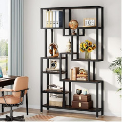 Tribesigns Industrial 7-Tier Bookcase, 180 cm Tall Tiered Bookshelves, Wooden Bookcase, Open Display Shelf with Metal Frame for Living Room, Home Office, Rustic Brown