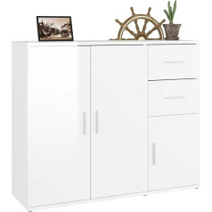Homgoday Sideboard Kitchen Cabinet Glossy White Storage Cabinet Shelves Space Saving Cabinet Storage Cabinet for Living Room Bedroom Office 91 x 29.5 x 75 cm Made of Multilayer Wood